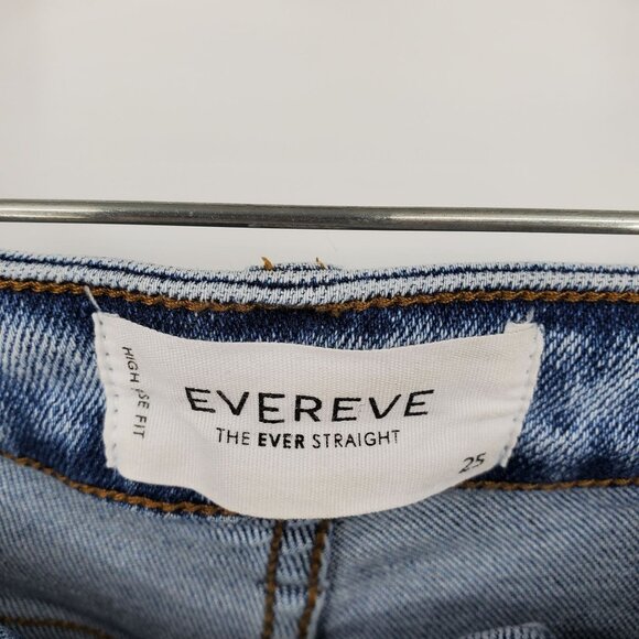 Evereve The Ever Fit High Rise Straight Women's Button Fly Denim Jeans Size 25 - Picture 3 of 11